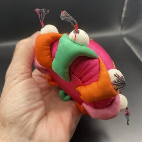 Vintage Chines Friendship Pincushion 5" Satin Doll Ring 8 Faces Folk Art Bright - Picture 7 of 7